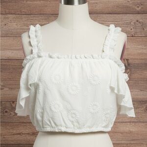 White Ruffled Women's Top